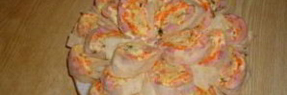 лаваш с корейской морковкой и ветчиной