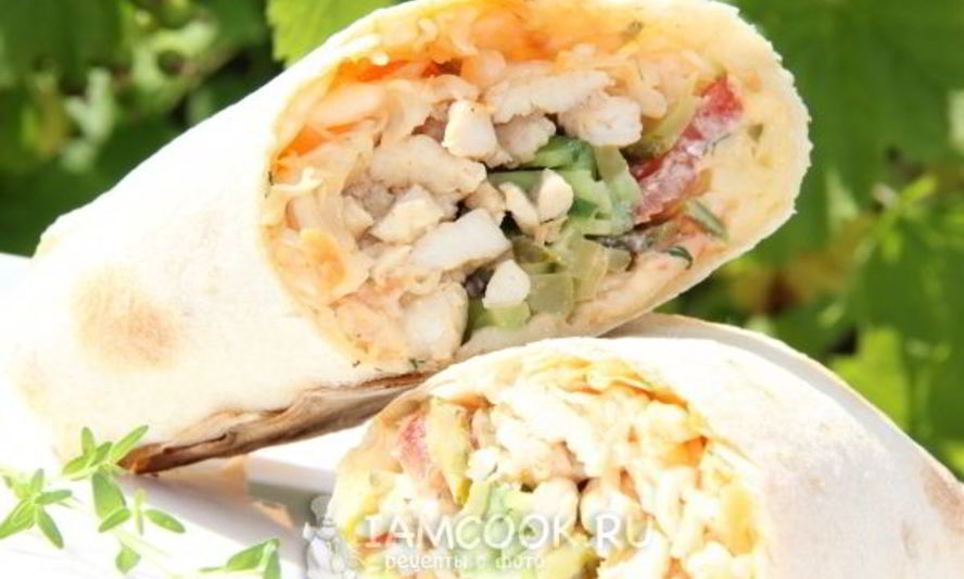 Рецепт лаваша с курицей и овощами