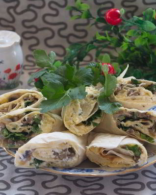 Лаваш с шампиньонами