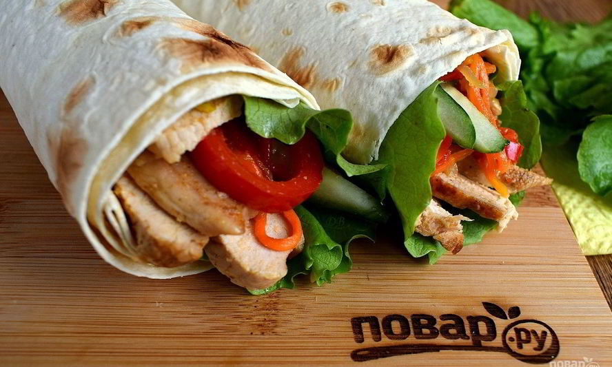 Рецепт ролла из лаваша с курицей и овощами