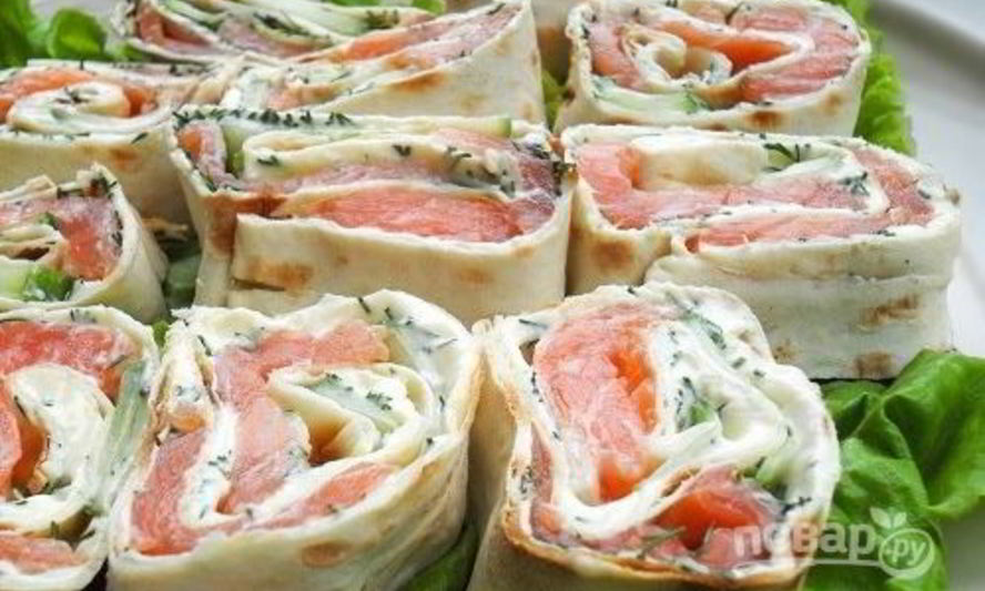 Рецепт рулета с лавашей с семгоя