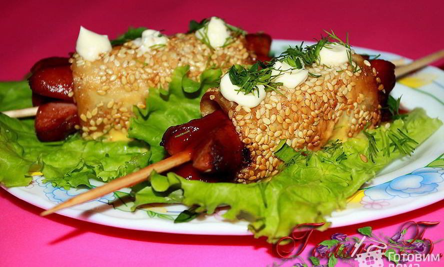 Рецепт закусочных сосисок в лаваше