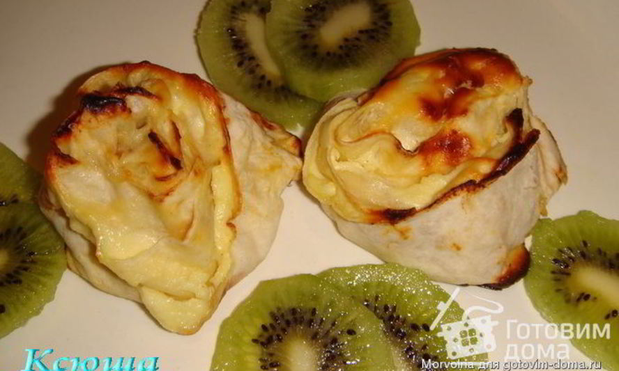 Рецепт запеченных завитков из лаваша с творогом