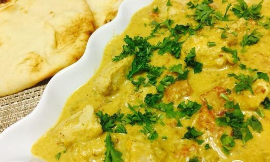 Рецепт орехового карри с куриной грудкой и лепешкой наан