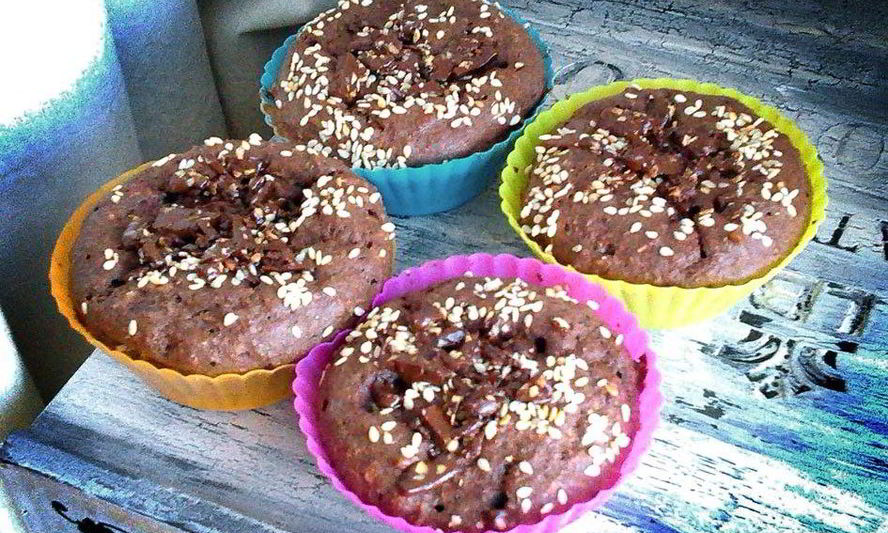 Рецепт маффинов шоколадных с отрубями и банановым центром