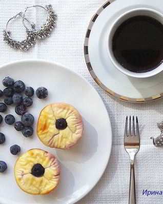 Творожные маффины с голубикой