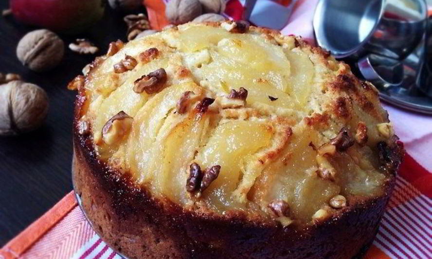 Рецепт пирога с карамелизированными грушами