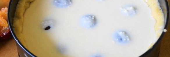 пирог со сливами и творожной заливкой