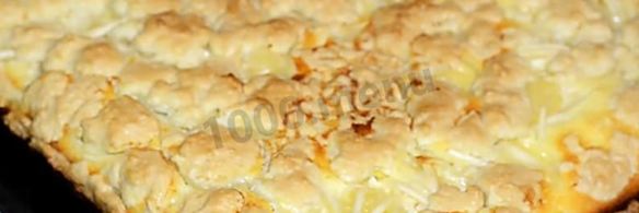 тертый пирог с творогом и яблоками