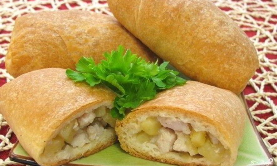 Рецепт слоеных пирожков с курицей