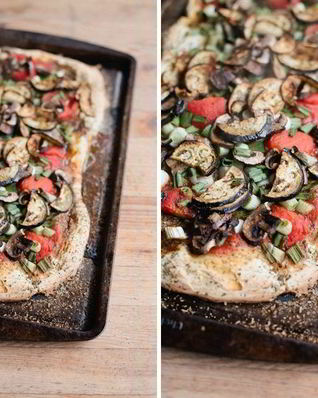 Пицца с баклажанами и грибами