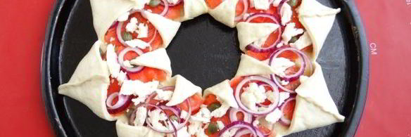 пицца солнце с форелью и картофелем