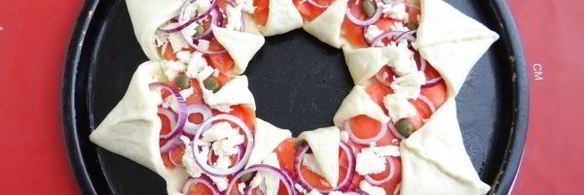 пицца солнце с форелью и картофелем