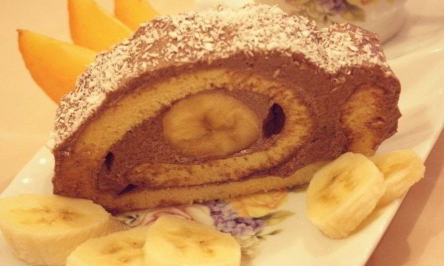 Рецепт шоколадна-бананового рулет