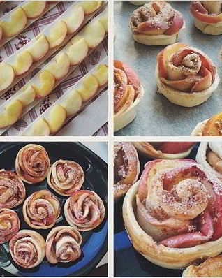 Слойки с яблоком Розочки