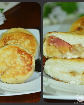 Сырники с начинкой из яблок и изюма