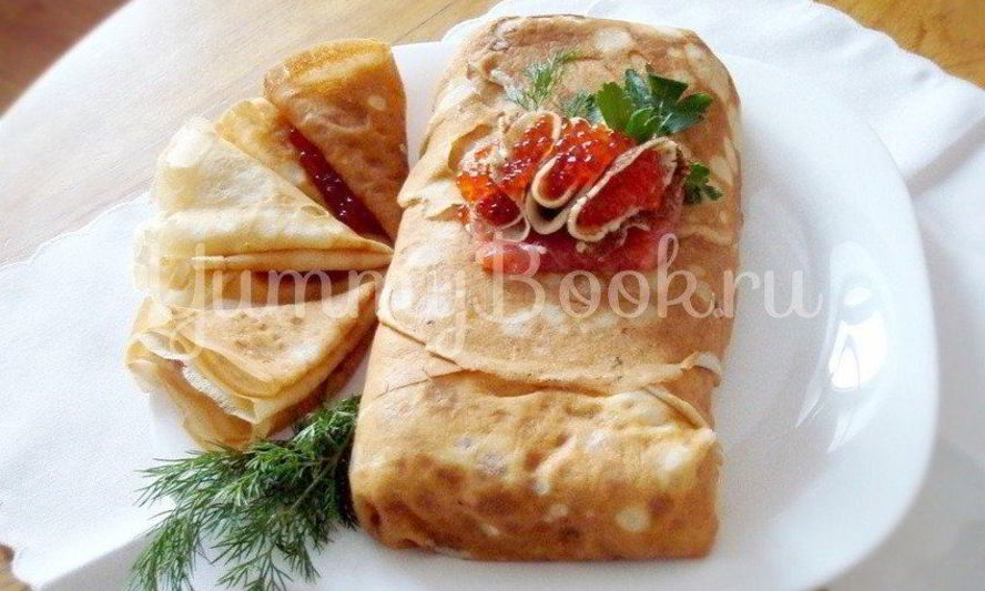 Рецепт блинного торта с форелью