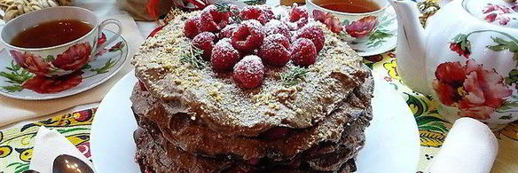 блинный торт шоко-мокко с малиной