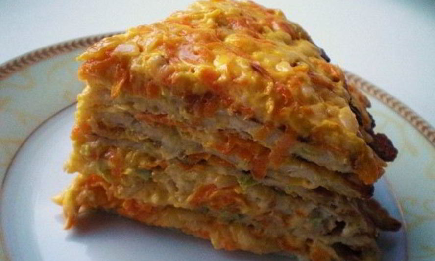 Рецепт кабачкового торта с овощами и сыром