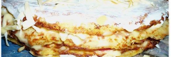 кабачковый торт с плавленым сыром и омлетом