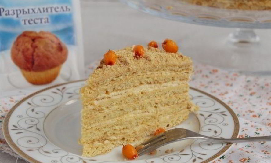 Рецепт медовика с облепихой