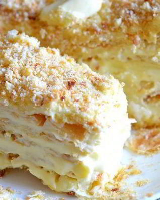 Слоеный торт Наполеон из быстрого теста на сметане