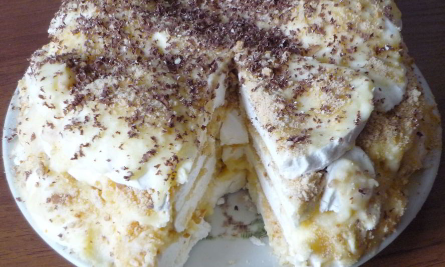 Рецепт торта иза зефиры с печеньема