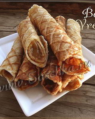 Вафли с вареной сгущенкой
