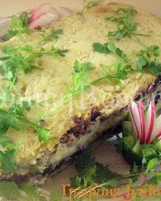 Картофельная запеканка с грибами и фаршем