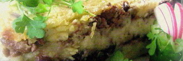 картофельная запеканка с грибами и фаршем