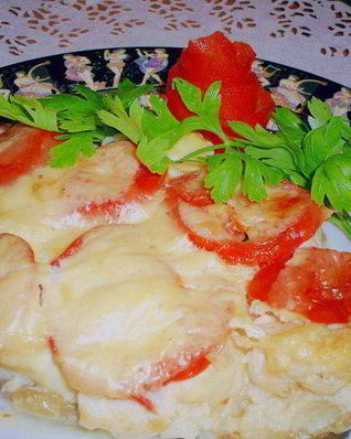 Овощная запеканка под сырным соусом