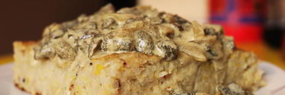 овощная запеканка с грибной подливой