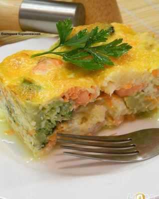 Овощная запеканка с семгой