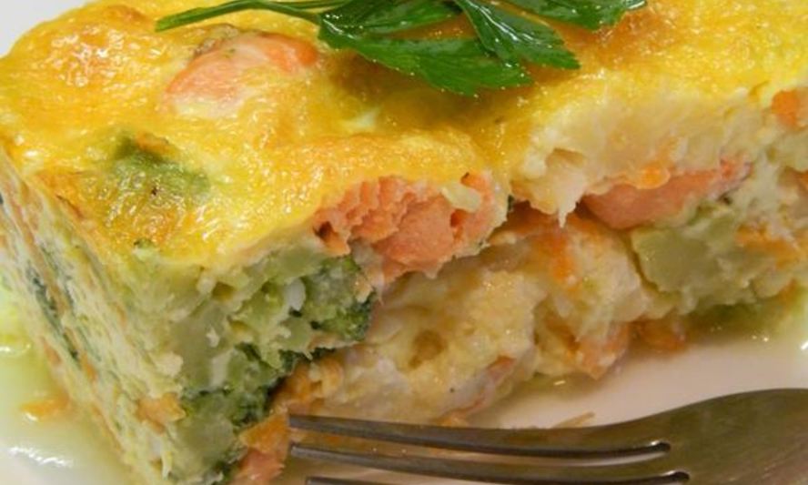 Рецепт овощной запеканки с семгой