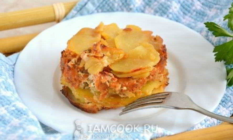 Рецепт порционной запеканки с красной рыбой