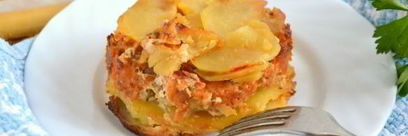 порционная запеканка с красной рыбой