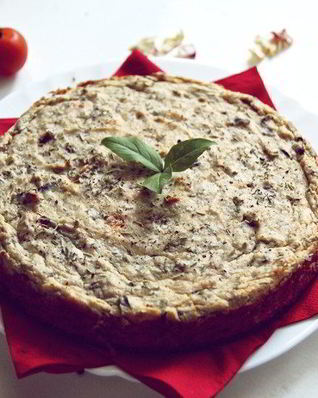 Творожная запеканка с баклажанами и помидорами черри