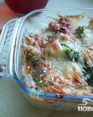 Запеканка из брокколи с ветчиной