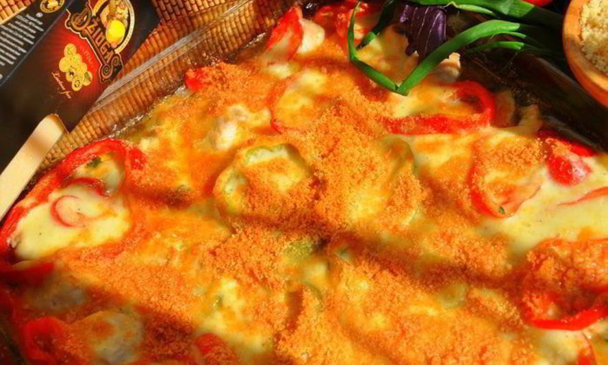 Рецепт запеканки из курицы и сладкого перца с сыром джюгас