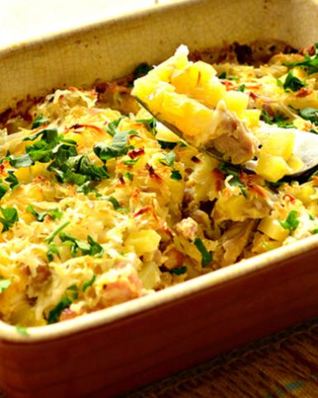 Запеканка из тыквы, картофеля и свинины