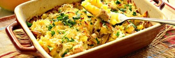 запеканка из тыквы, картофеля и свинины