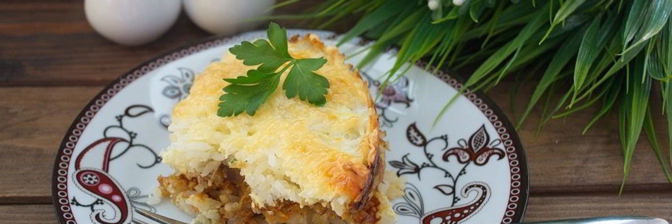 Запеканка мясная с рисом