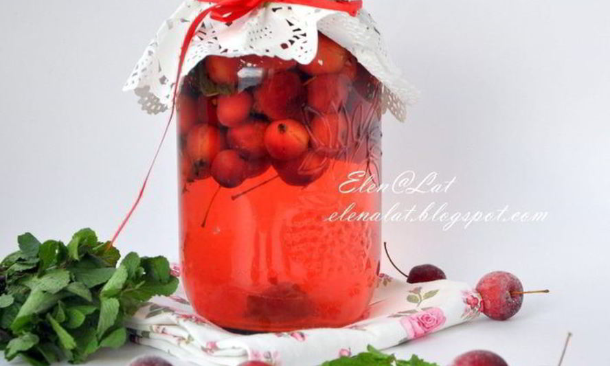 Рецепт компота из райских яблок с мятой