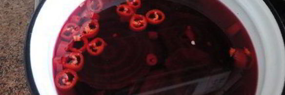 кабачки в кляре с маринованной свеклой