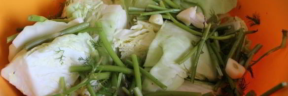 малосольные огурцы с молодой капустой