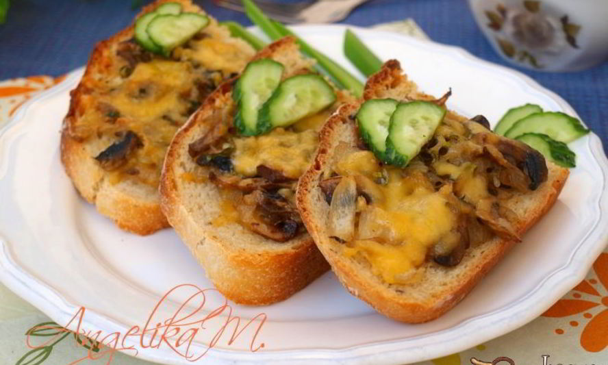 Рецепт бутербродов с шампиньонами в духовке