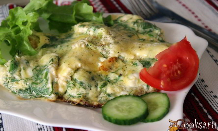 Рецепт омлета с кабачком и зеленью