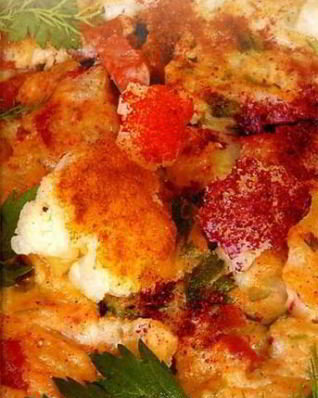 Омлет с колбасой и цветной капустой