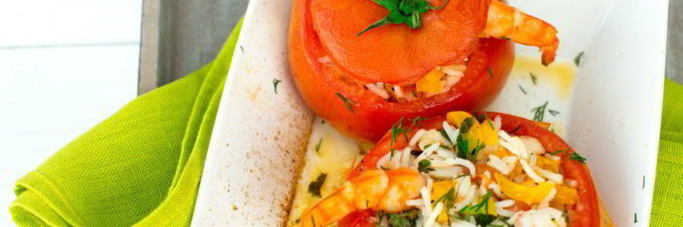 Помидоры, фаршированные рисом и креветками