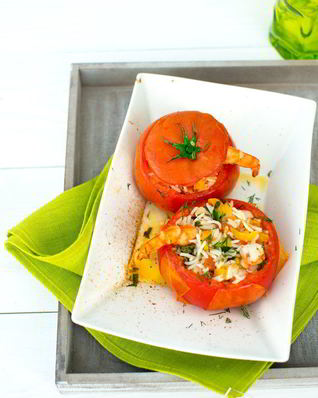 Помидоры, фаршированные рисом и креветками
